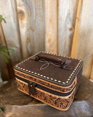 Brown BootStitch Suede Leather Leather & Tooled Jewelry Box