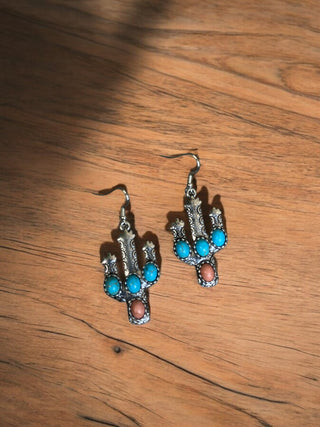 Cactus Vintage Turquoise Silver Earrings