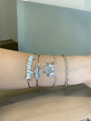 Western Silver White Howlite Bracelet 4pc