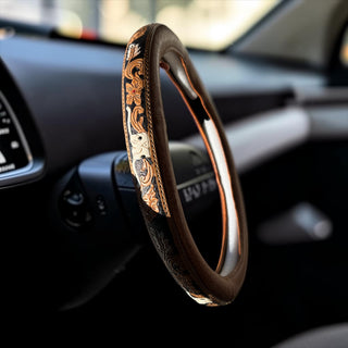 Tan/black longhorn steering wheel covers