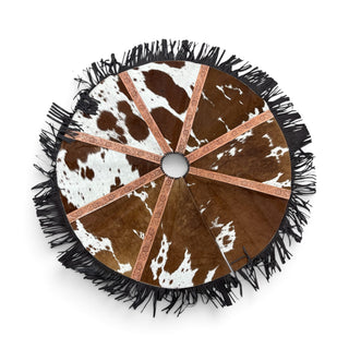 Fringe Tooled leather & cowhide tree skirt