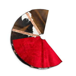 Tooled leather & cowhide tree skirt