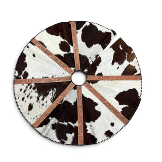 Tooled leather & cowhide tree skirt