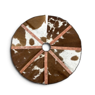 Tooled leather & cowhide tree skirt