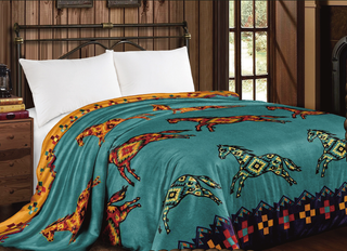 Turquoise horses Mia king size blanket