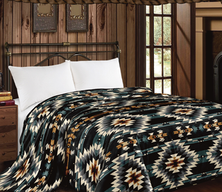 Teal Aztec king size Mia blanket