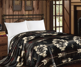 Black Aztec Mia king size blanket