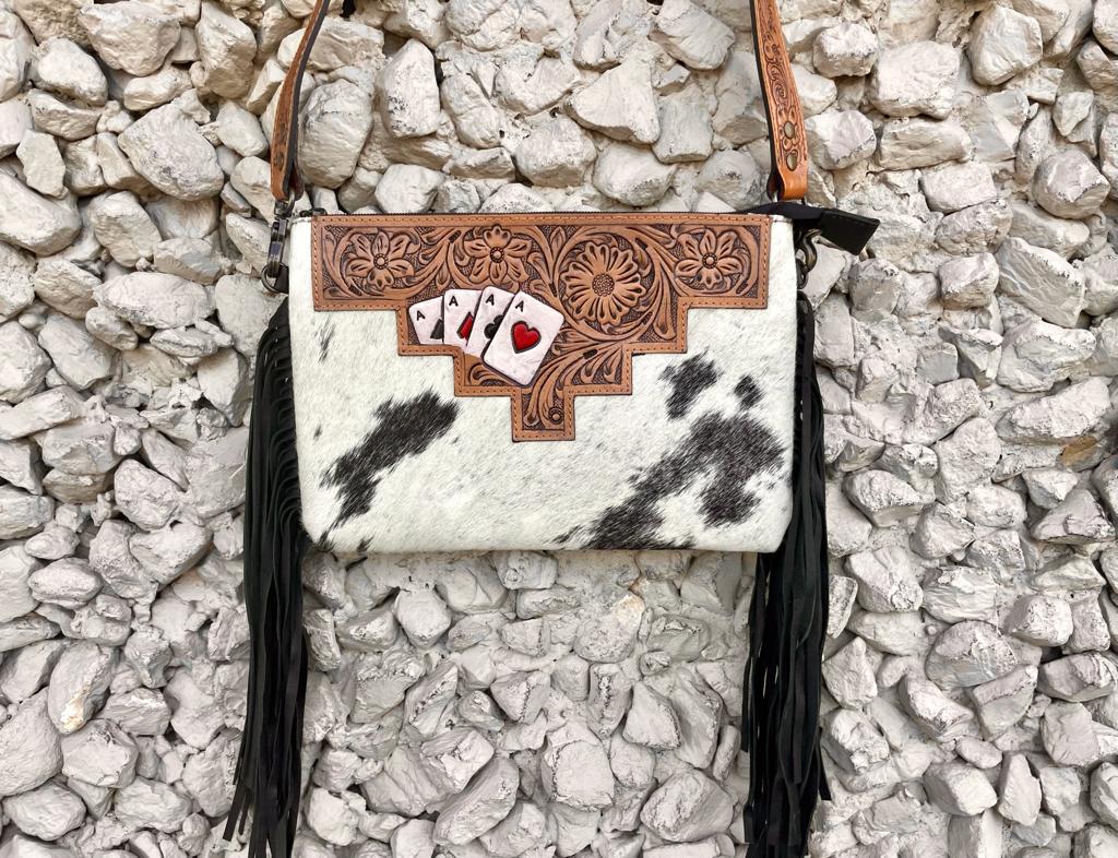 Tooled Cards Cowhide Crossbody