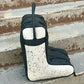 Silver Acid Wash Cowhide Leather Boot Bag