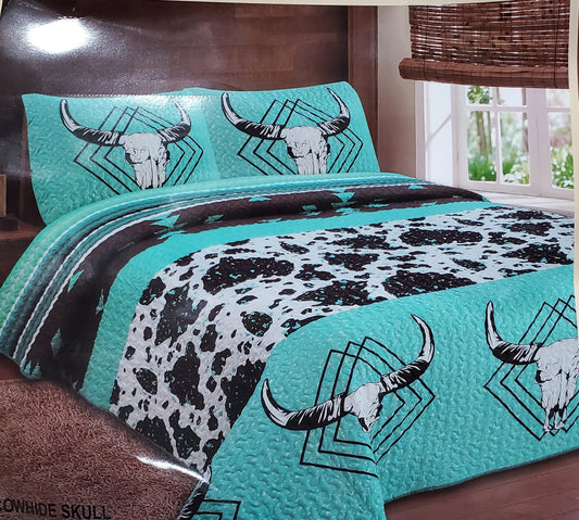 Turquoise Longhorn 3pc Bedspread Set