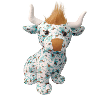 Turquoise Cowprint 2 Highland Plush Toy- Farm Pals