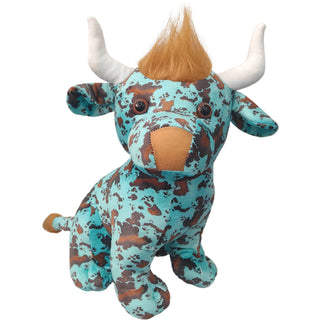 Turquoise Cowprint Highland Plush Toy- Farm Pals