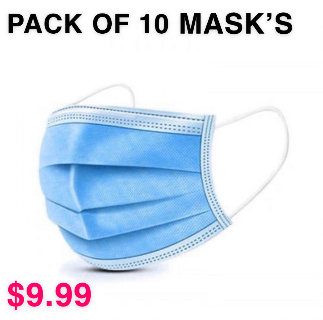 Disposable Blue Mask - 10 Mask Package