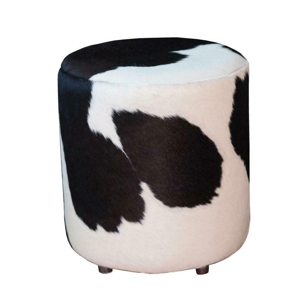 Brazilian Genuine Cowhide Round Pouf Ottomon Footstool ~ Many Colors To Choose!