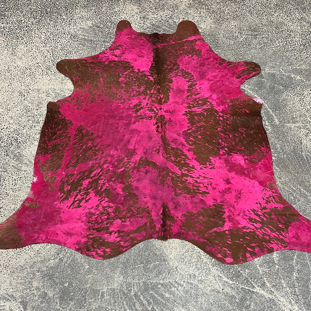 Distressed Hot Pink Cowhide rug - 7’ x 8’