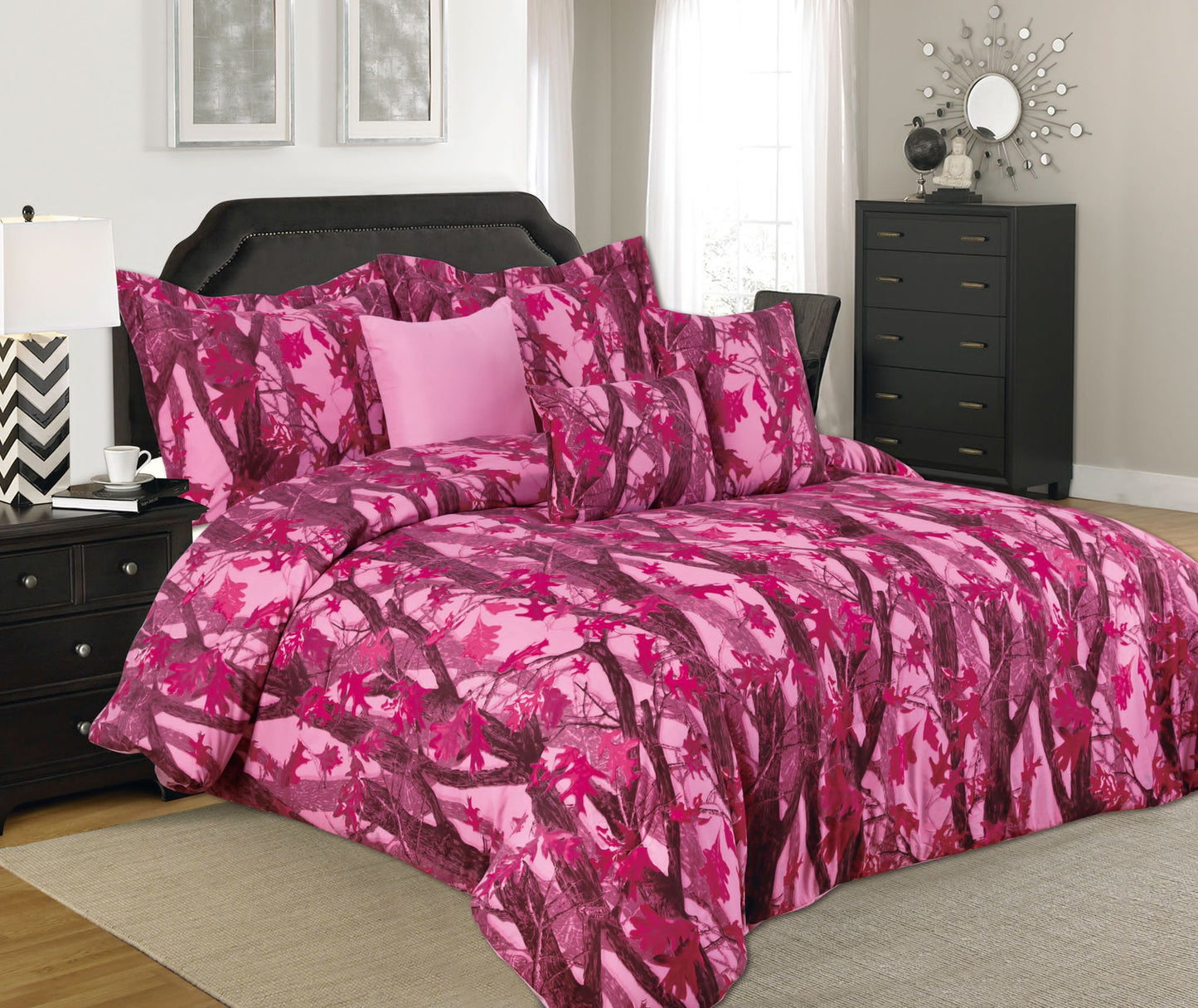 Pink Camo 6pc Duvet Comforter Set