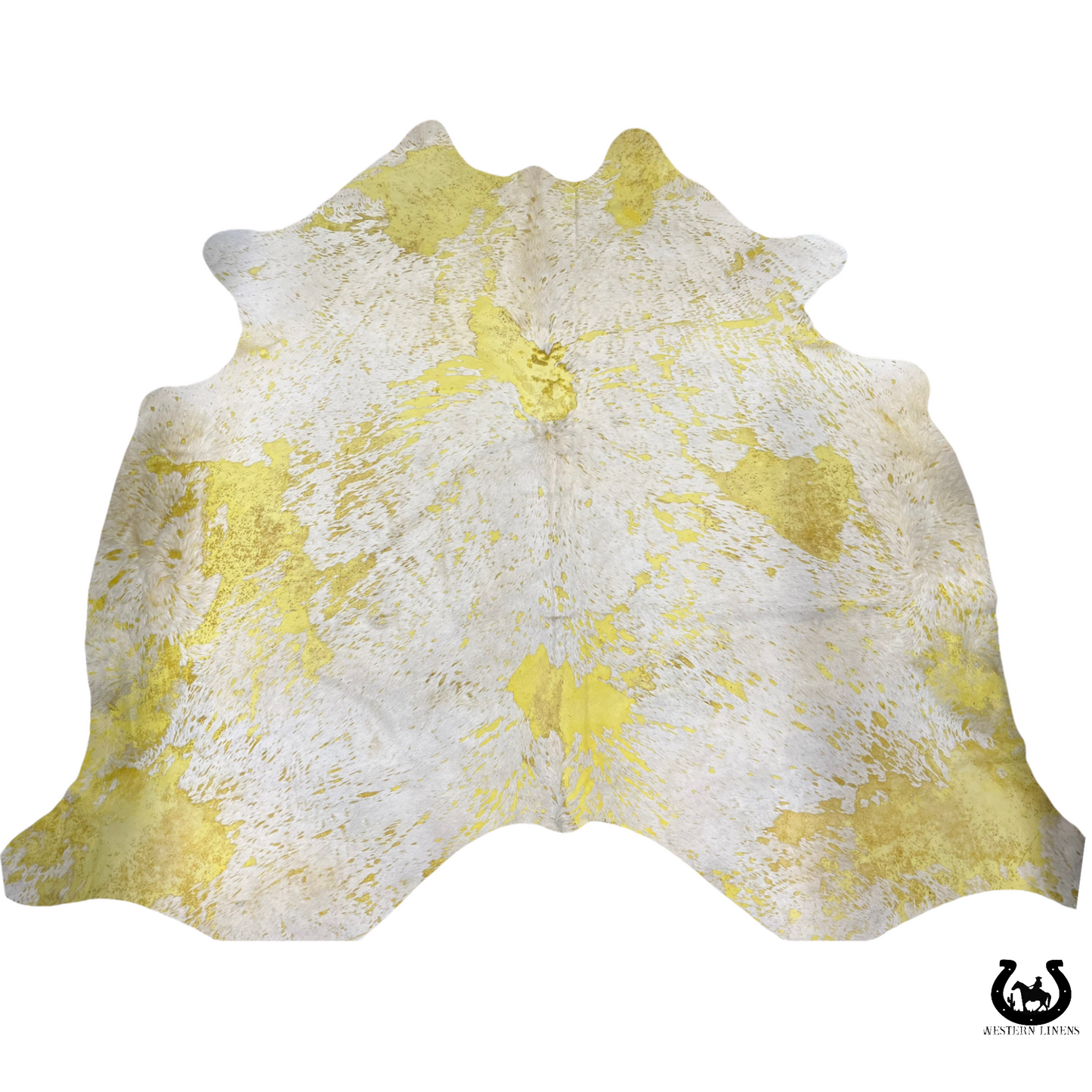 Yellow distressed natural cowhide - 7x7 ft