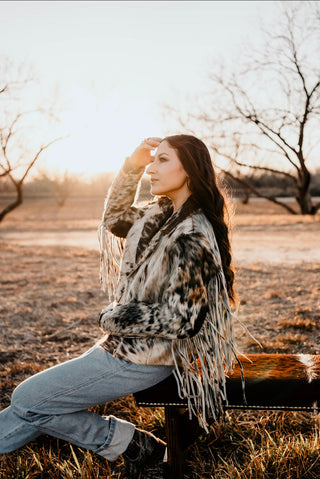 Cowhide fringe jacket