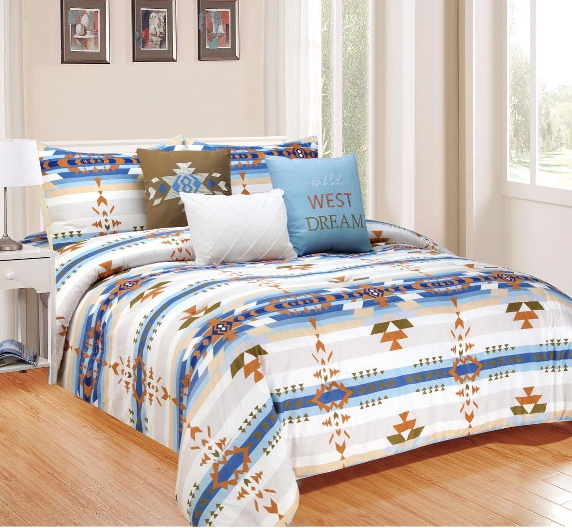Blue Navajo 6pc Duvet Comforter Set