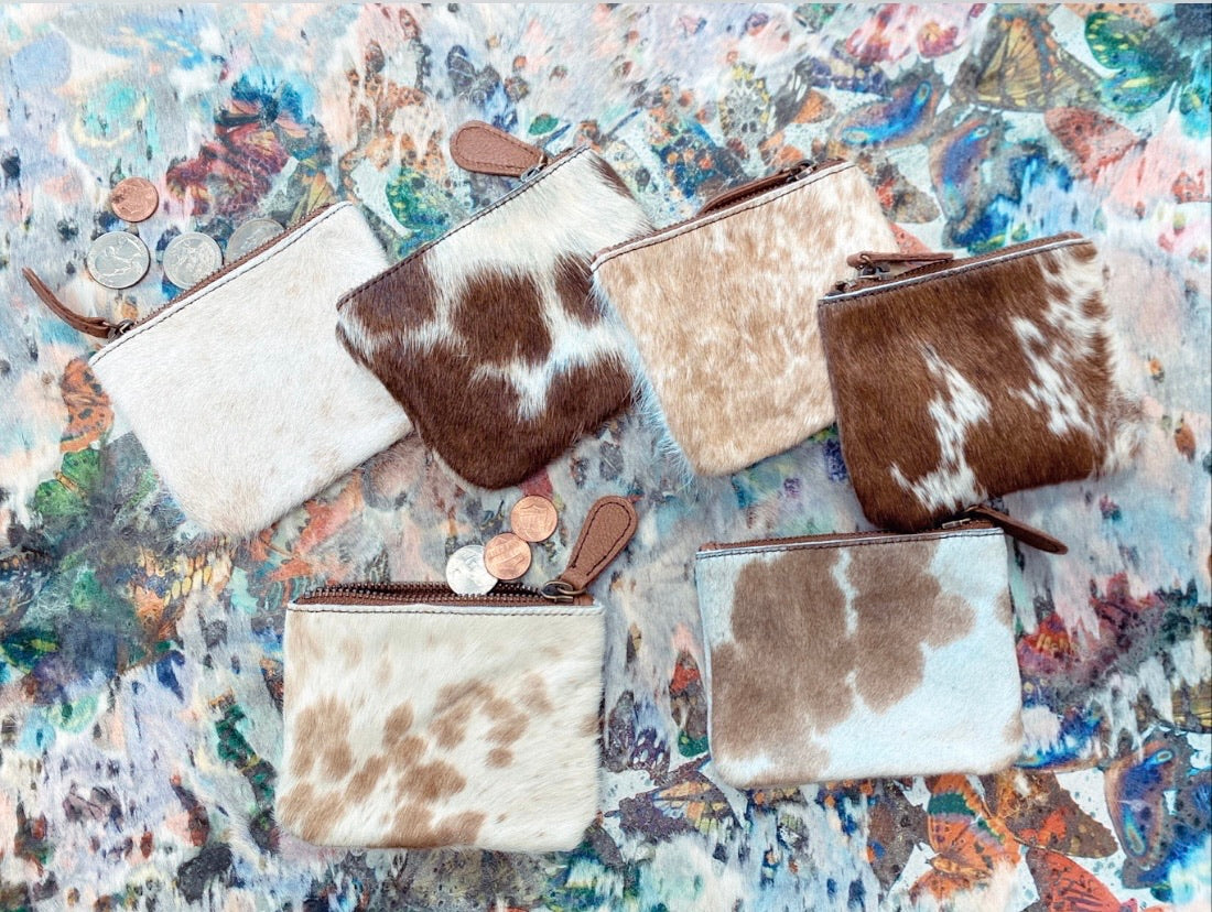 Cowhide coin pouch
