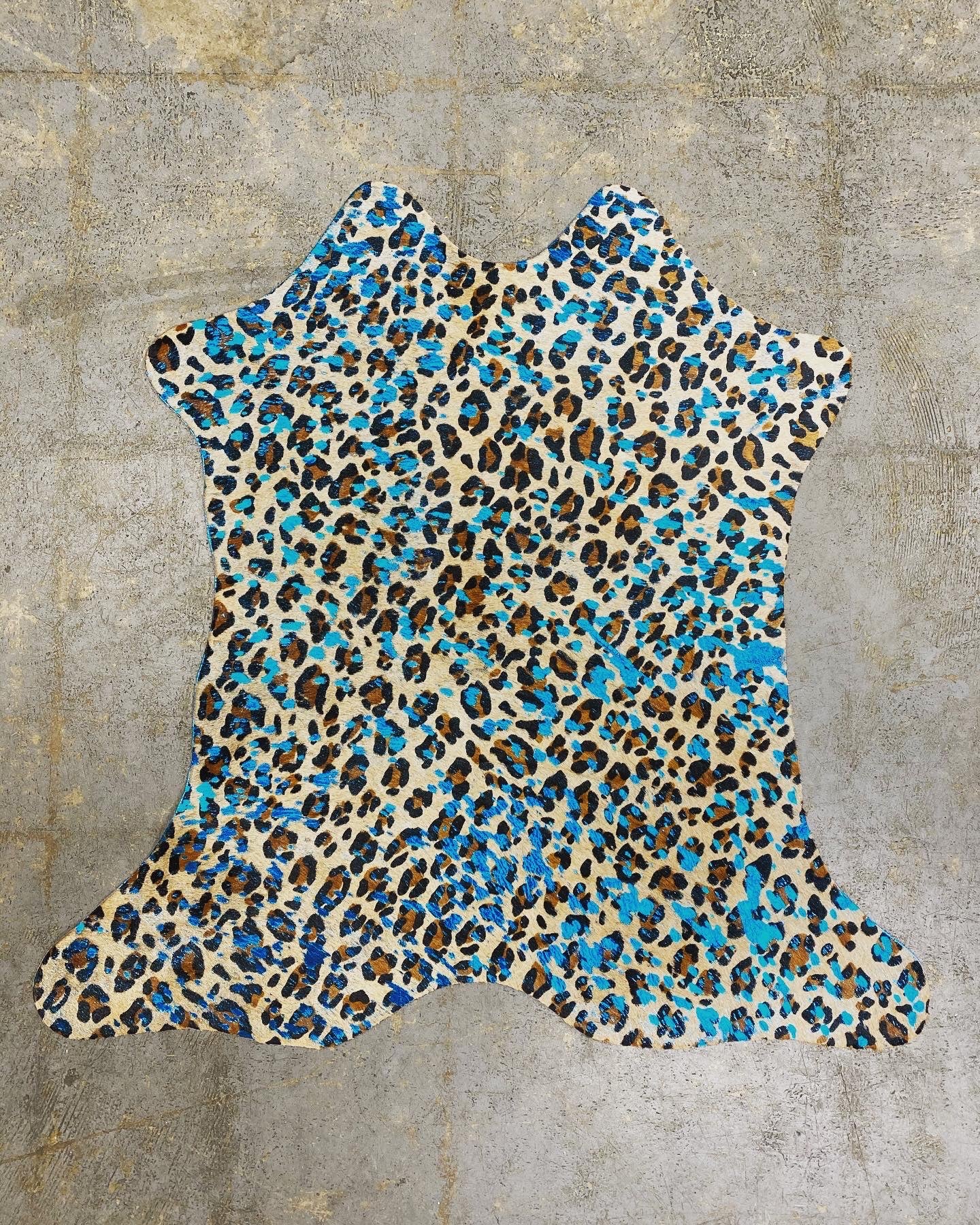 Turquoise Acid Wash Leopard Print On Brown calve