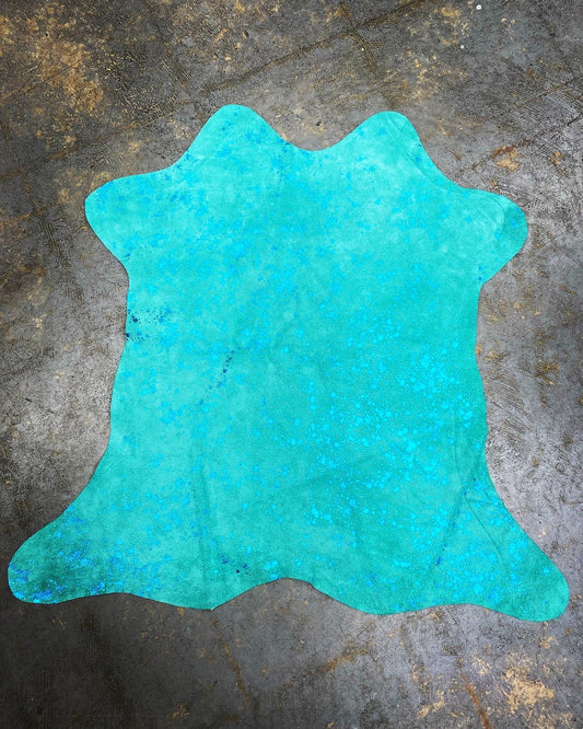Suede turquoise calve with blue Flakes