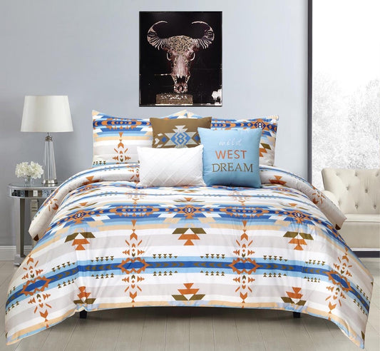 Blue Navajo 6pc Duvet Comforter Set