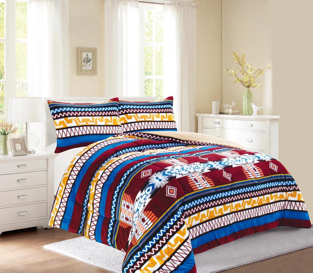 Blue Western style 3Pc Bed Set